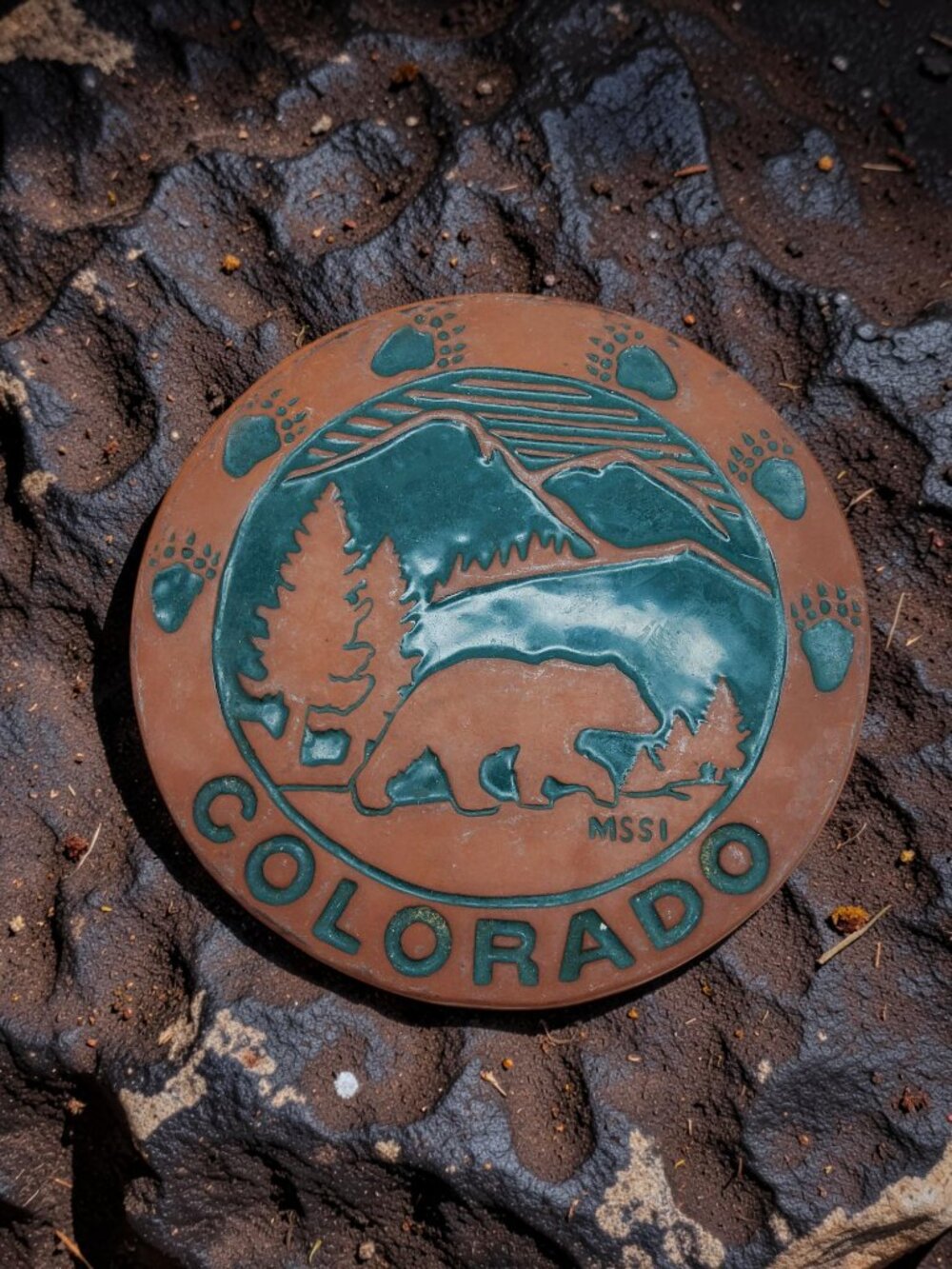 Vintage Colorado Brown,Green Terracotta 6.25" Diameter Trivet. - Picture 4 of 9